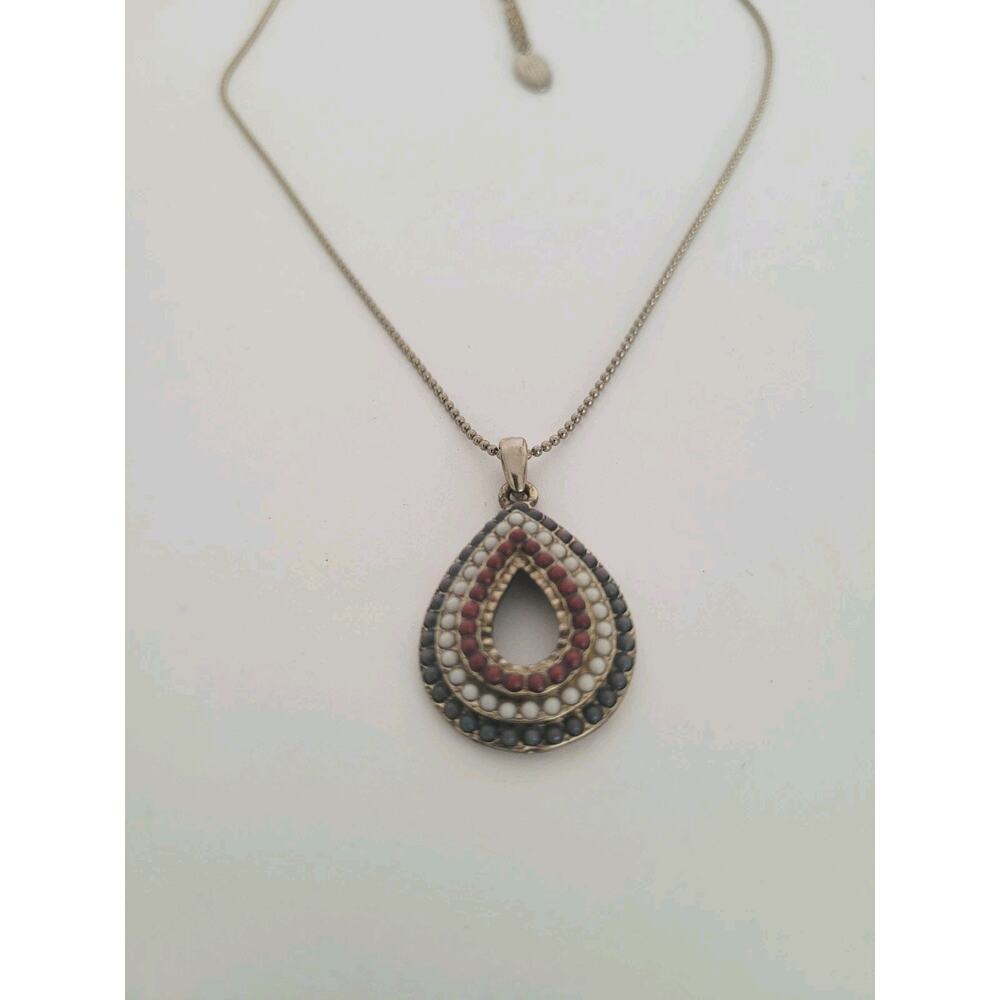 Natural Beauty Basic Ball Chain Teardrop Pedant Necklace 17+3” Silver‎ Boho